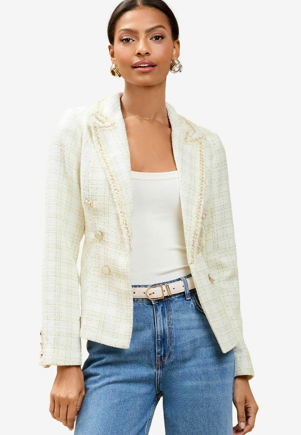 

Блейзер DOUBLE BREASTED BOUCLE Lipsy, бежевый