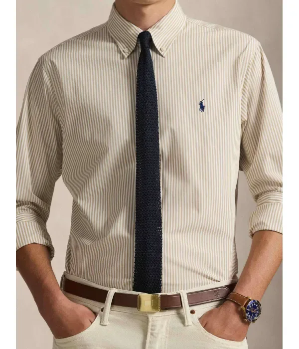 Рубашка slim fit Polo Ralph Lauren, бежевый — фото 4