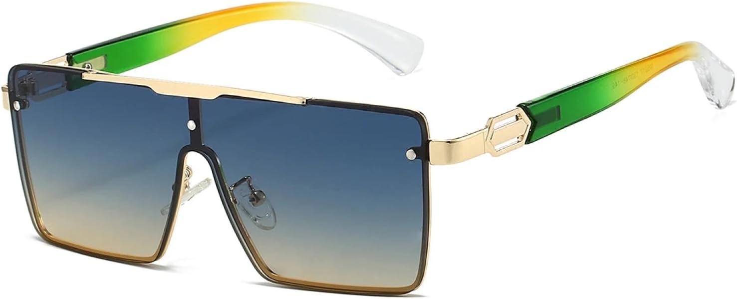 

Большие солнцезащитные очки для женщин, модные градиентные многоцветные очки для активного отдыха, стильные повседневные солнцезащитные очки для женщин TKKTLLT, Golden-green Yellow