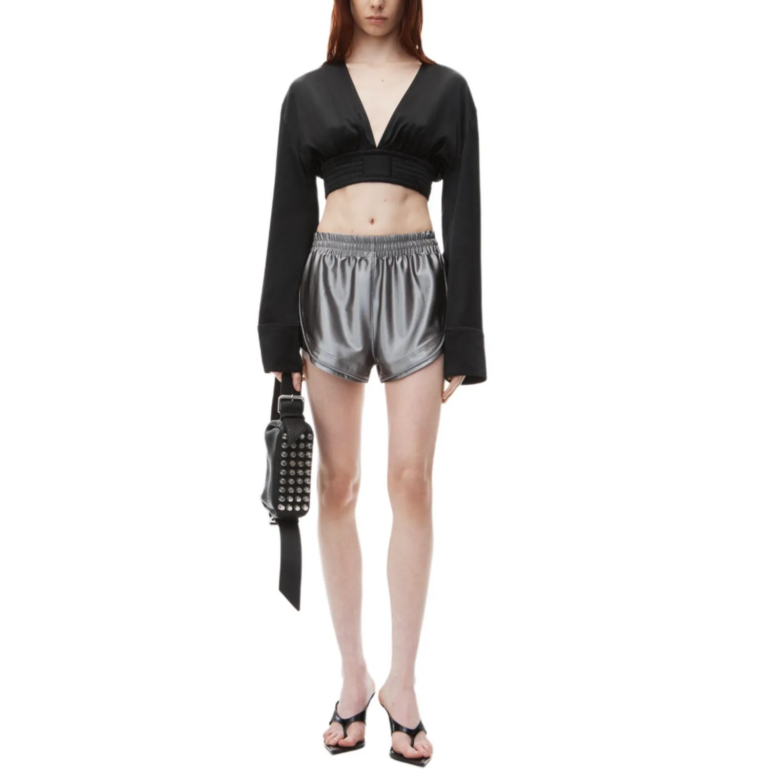 Alexander Wang V-образный эластичный лонгслив черный — фото 4