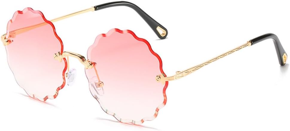 

Модные круглые солнцезащитные очки с цветочным рисунком для женщин, без оправы, роскошные солнцезащитные очки для женщин с защитой от УФ-излучения UV400 generic, Wtyj077 Pink