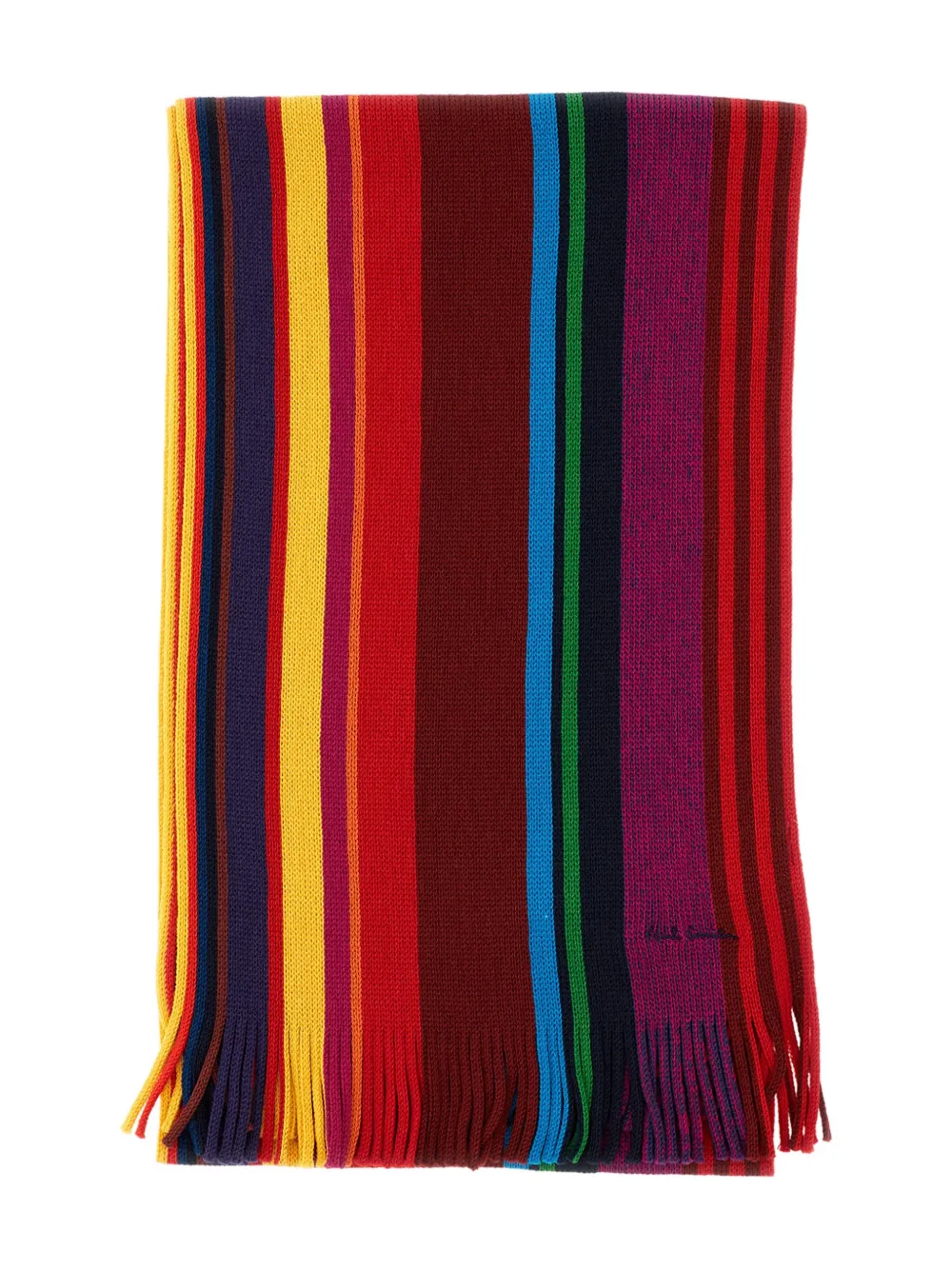 

Шерстяной шарф с фирменной полоской Paul Smith, коричневый