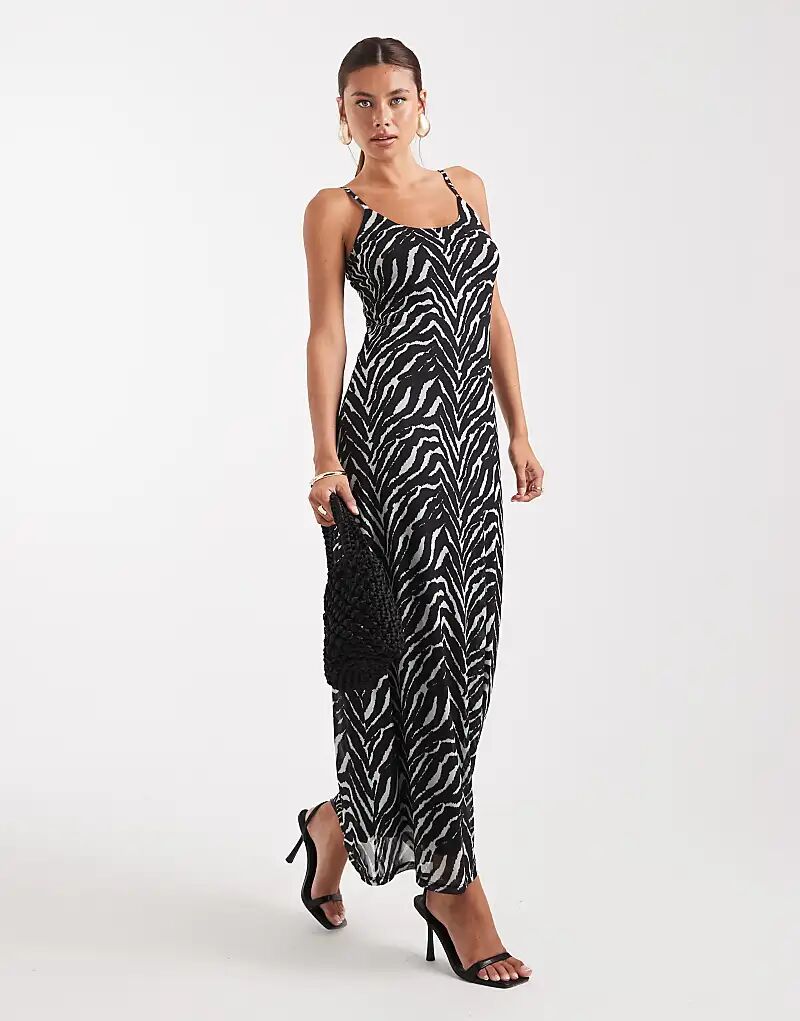 

Платье макси Vero Moda с сетчатым лифом и бретельками, с принтом зебры