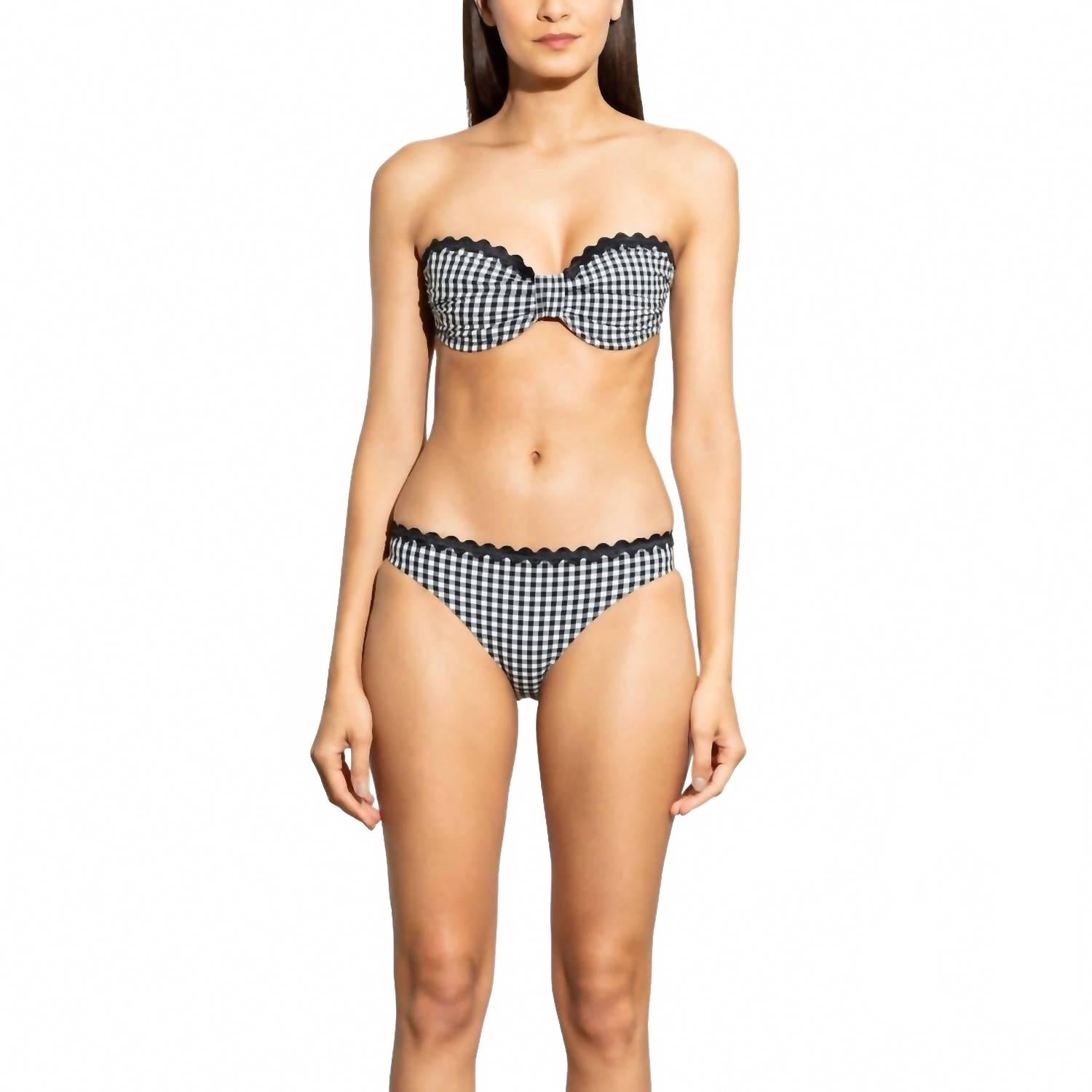 

Классический бикини-трусики в жаккардовую клетку в черно-белом цвете Shoshanna, черно-белый