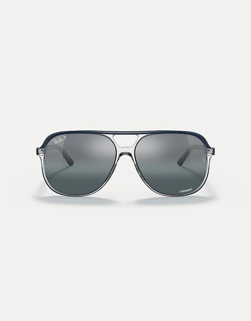 

Солнцезащитные очки Ray-Ban Bill Square с поляризованными линзами и прозрачными зеркальными линзами синего цвета на прозрачном фоне