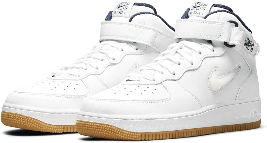 Кроссовки Nike Air Force 1 Mid '07 QS для мужчин, White/White-Midnight Navy — фото 3