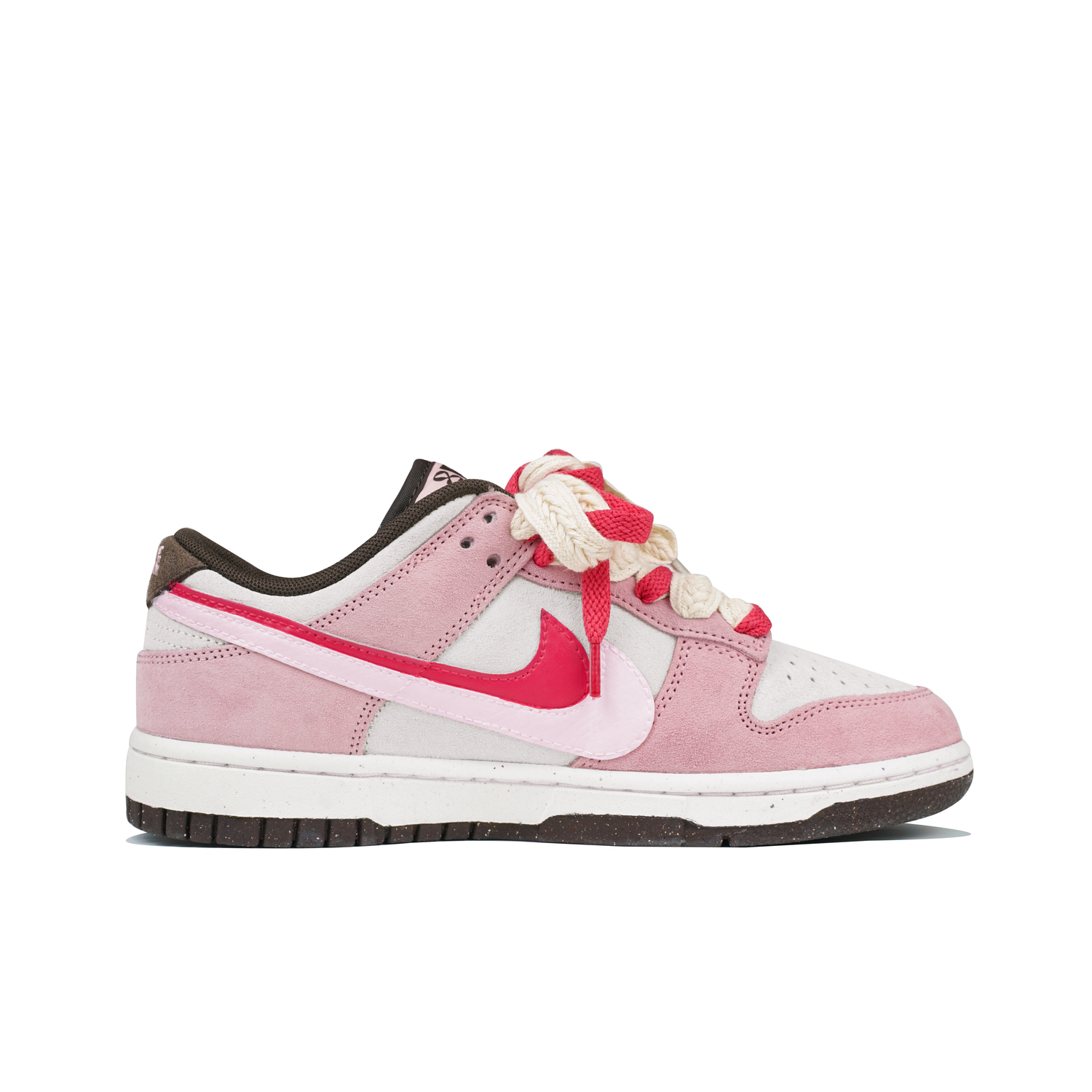 Nike Женские низкие кеды для скейтборда Dunk бело-розовые, цвет Pink — фото 4