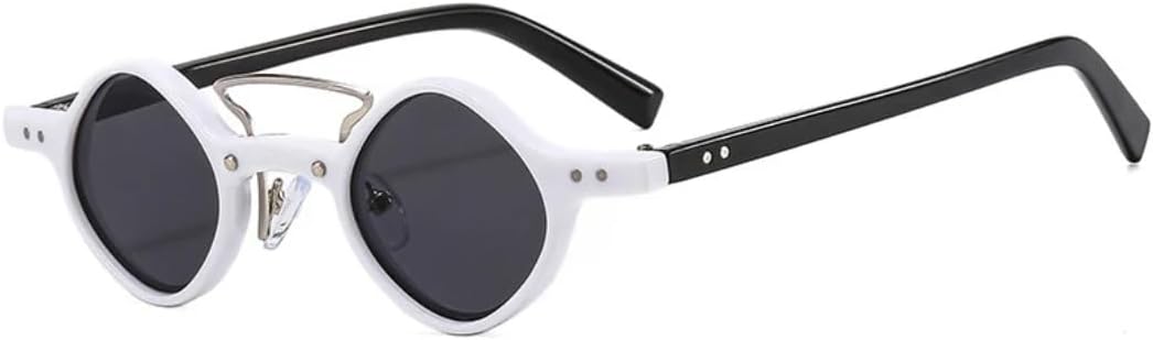 

Ретро солнцезащитные очки с двойной перемычкой, маленькие, женские, модные, красные и фиолетовые, с защитой от УФ-излучения UV400, мужские с заклепками VVTWSSW, White Black Grey