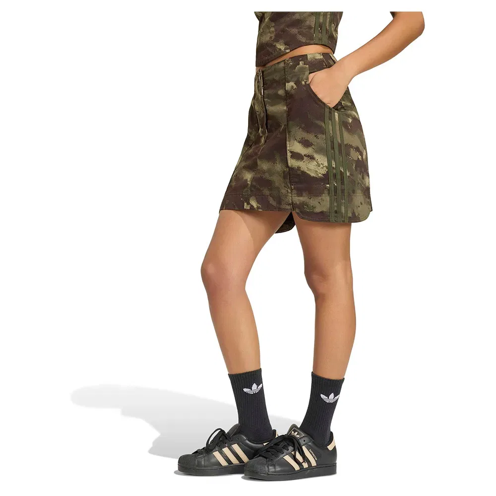 Женская юбка-шорты из твила с утилитарным дизайном Adidas Originals, Green