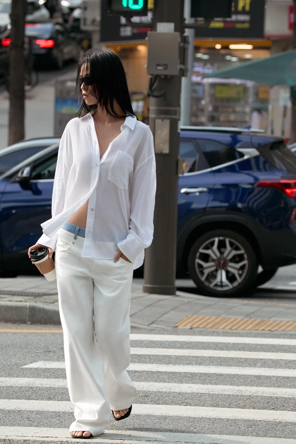 Рубашка из марли оверсайз с карманом ZARA, White — фото 2