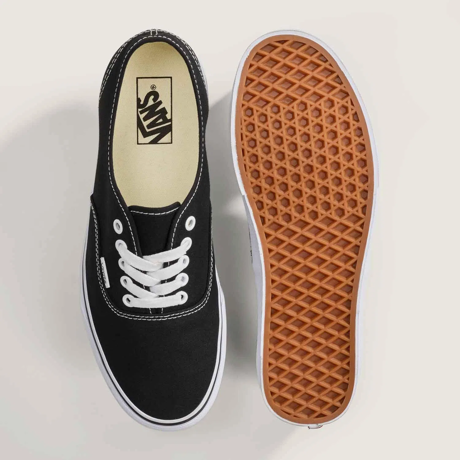 Детские кроссовки для девочек и мальчиков на шнуровке Authentic Vans, Canvasblack White — фото 3