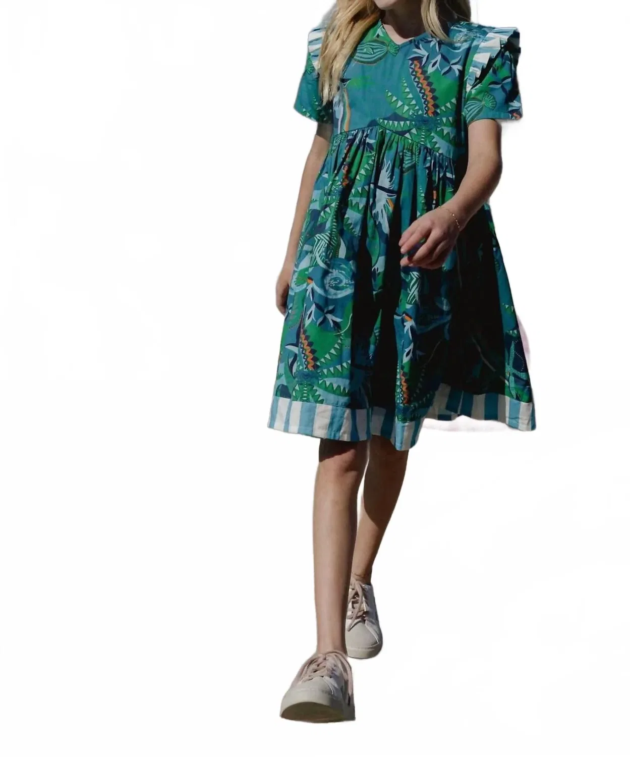 Детское платье для девочек с коротким рукавом Lotus Dress BRITON COURT, Blue Multi — фото 2