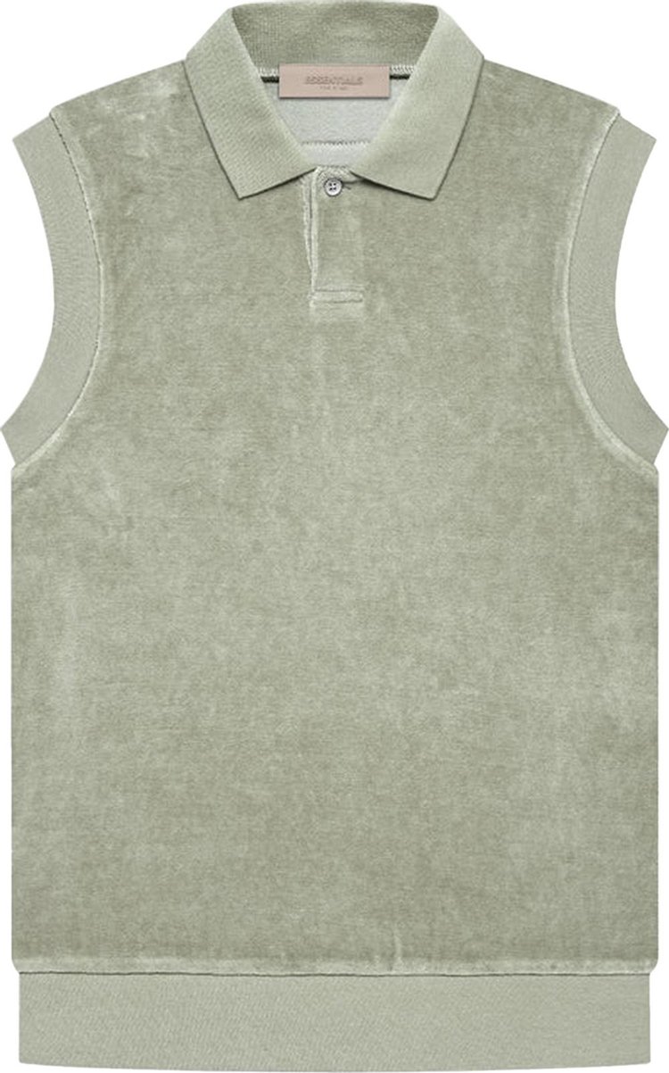 Поло Fear of God Essentials Velour Sleeveless Polo 'Seafoam', зеленый - фото