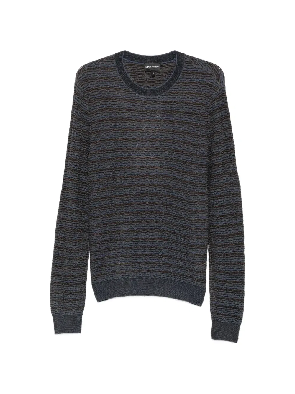 Джемпер с текстурной вязкой и круглым вырезом Emporio Armani, синий