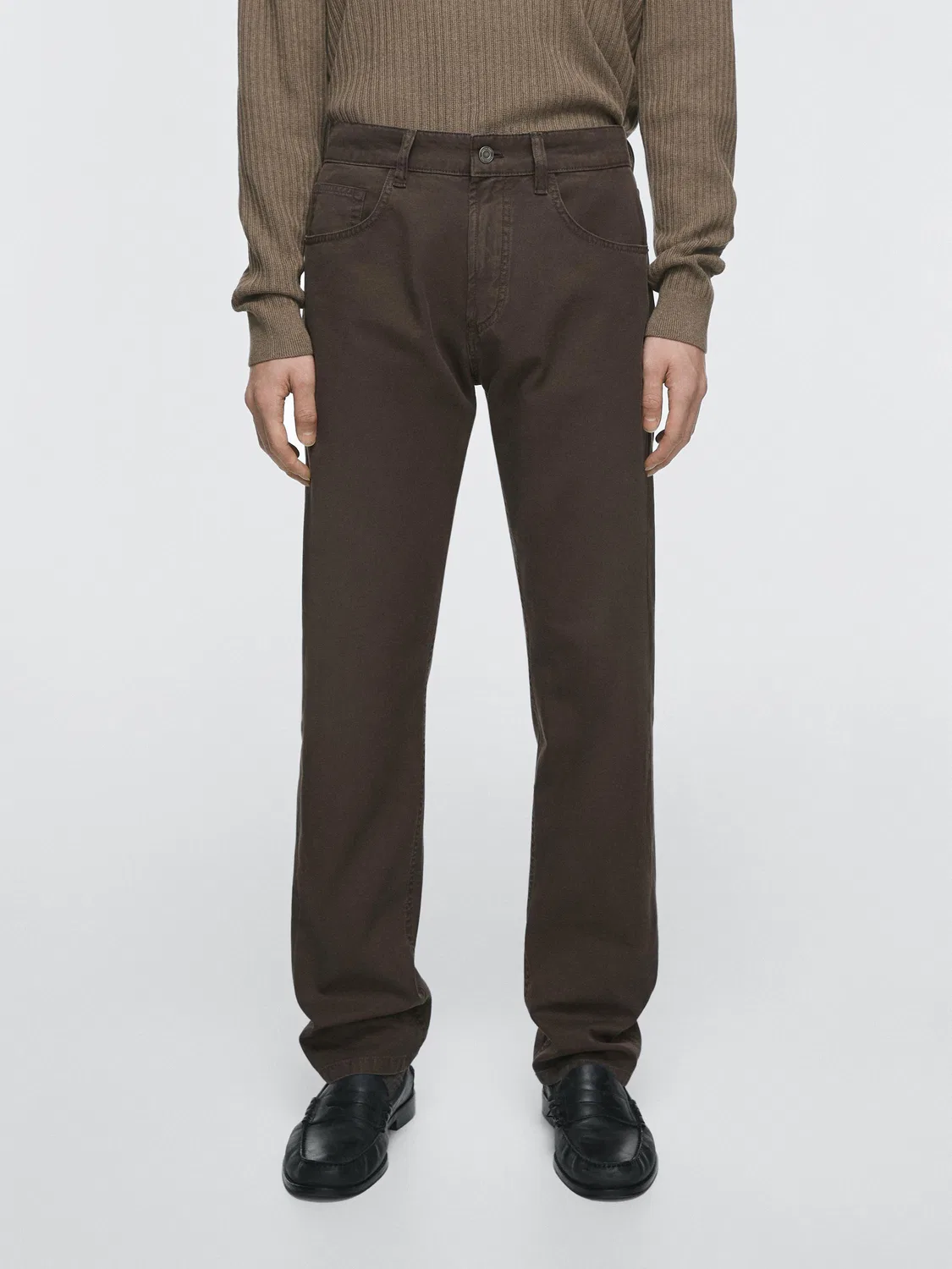 Джинсы свободного кроя Massimo Dutti, коричневый — фото 2