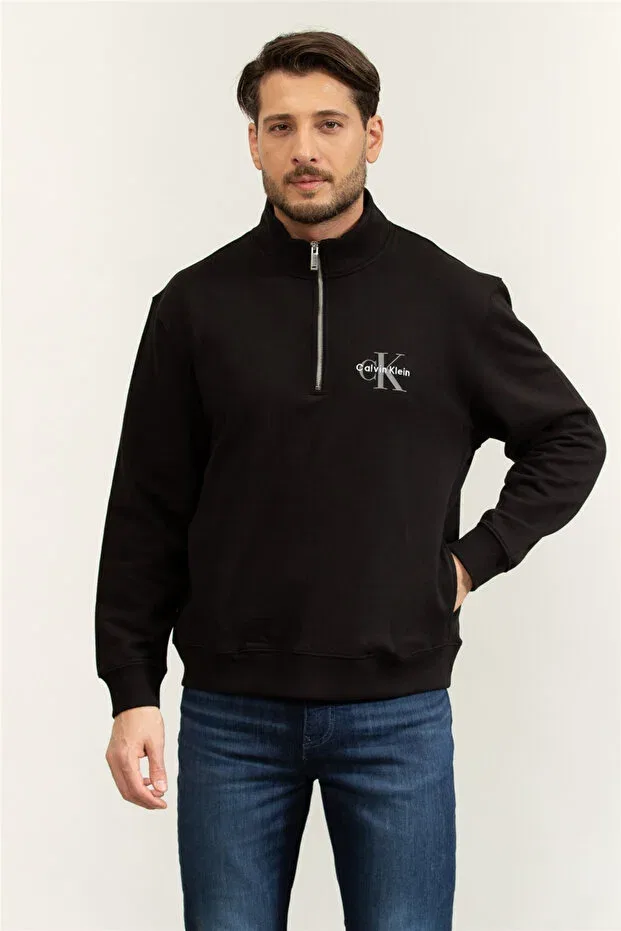 Мужские свитшот с длинным рукавом на молнии Calvin Klein, Black
