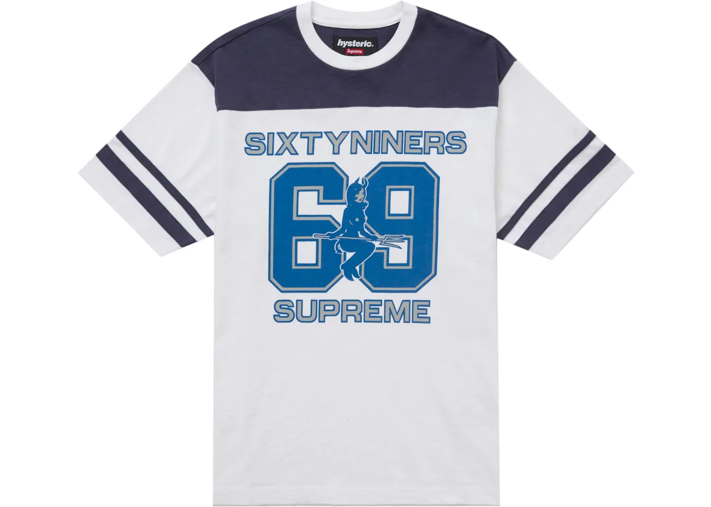 Мужская футболка с принтом Supreme Hysteric Glamour 69 Football Top, White