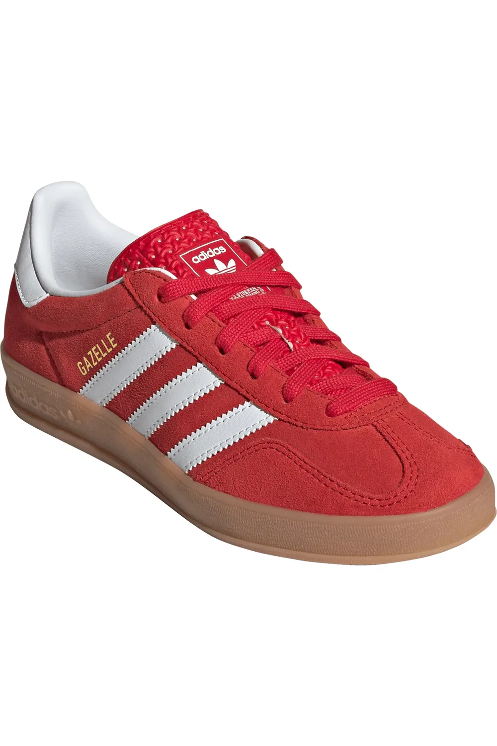Детские кроссовки повседневные Gazelle Indoor adidas, Scarlet/White/Gum — фото 2