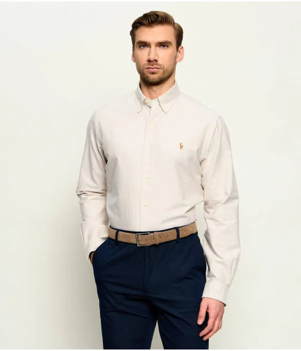 Мужская рубашка с длинным рукавом Polo Ralph Lauren, бежевый — фото 3