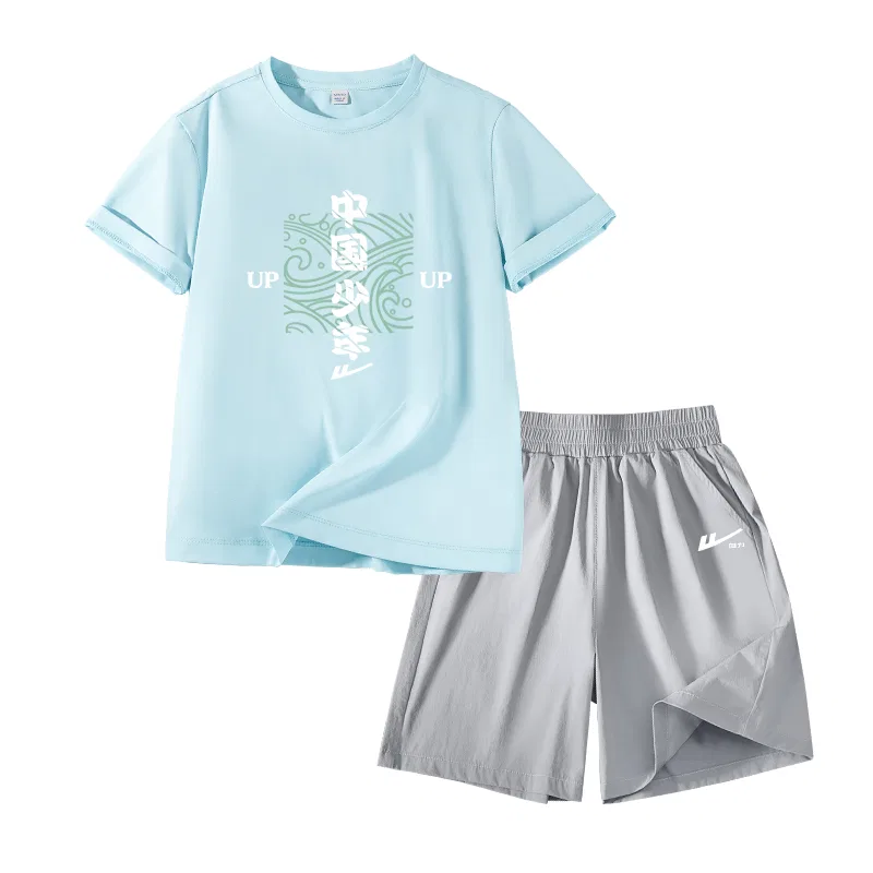 Детский спортивный костюм с круглым вырезом Light Blue/H Wave China Youth-Gray/H Silicone Huili White K WARRIOR