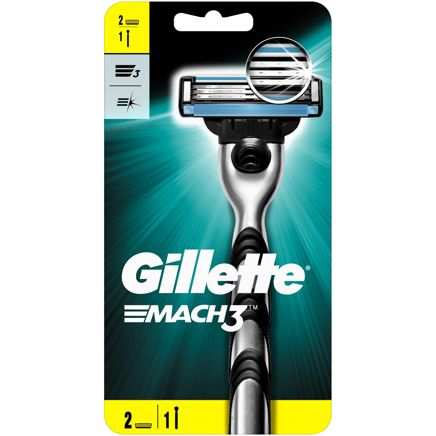 Gillette Mach3 набор: мужская бритвенная ручка, 1 шт + сменные лезвия, 2 шт/1 уп. — фото 3
