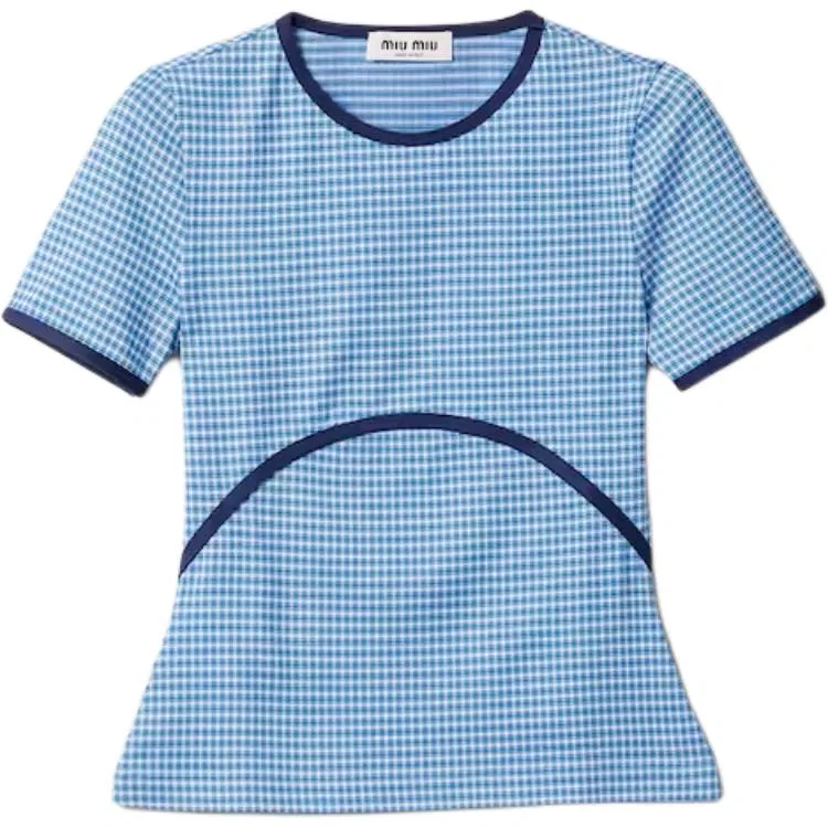 Женский джемпер с круглым вырезом Light Blue MIU MIU