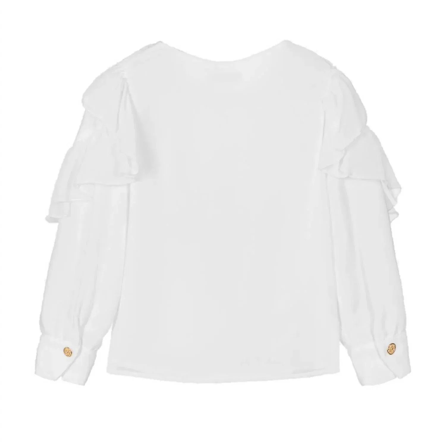 Детская блузка для девочек с длинным рукавом и рюшами Chiffon Ruffle Blouse Abel & Lula, White — фото 3