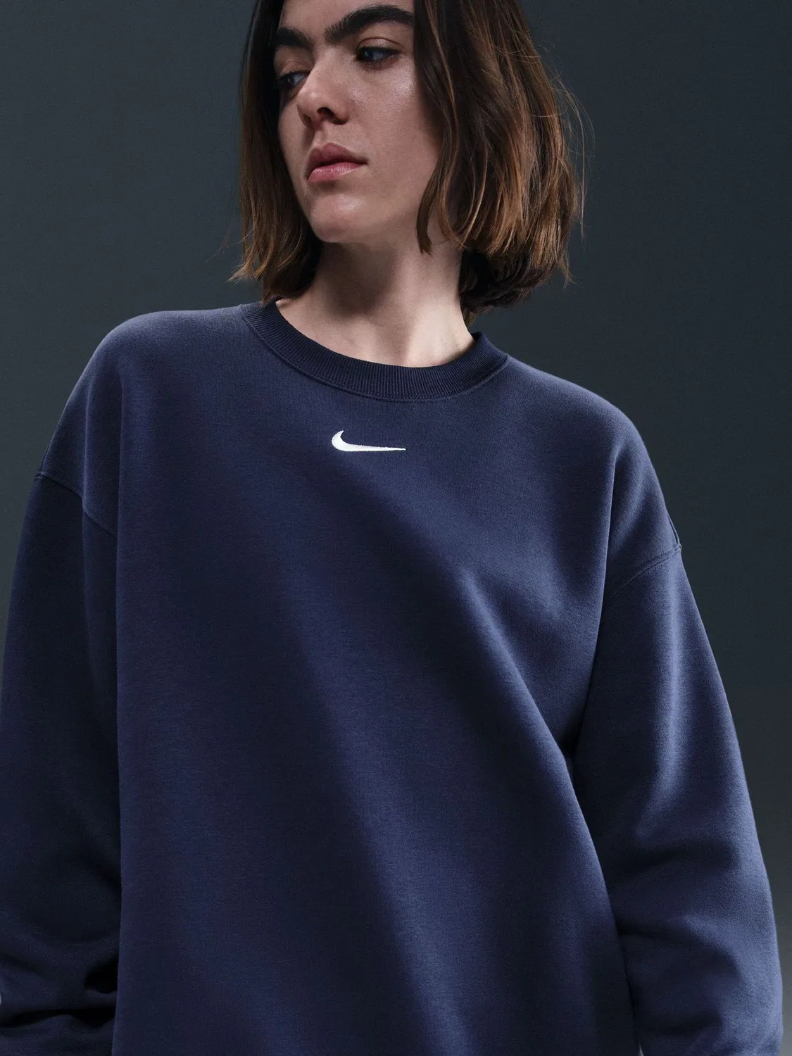 Свитшот с свободной посадкой, Phoenix Fleece Nike, темно-синий — фото 3