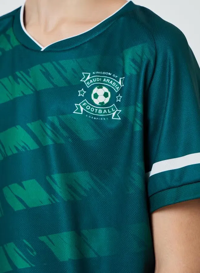 Комплект футболка и шорты с принтом KSA FIFA Football Styli, зеленый — фото 4