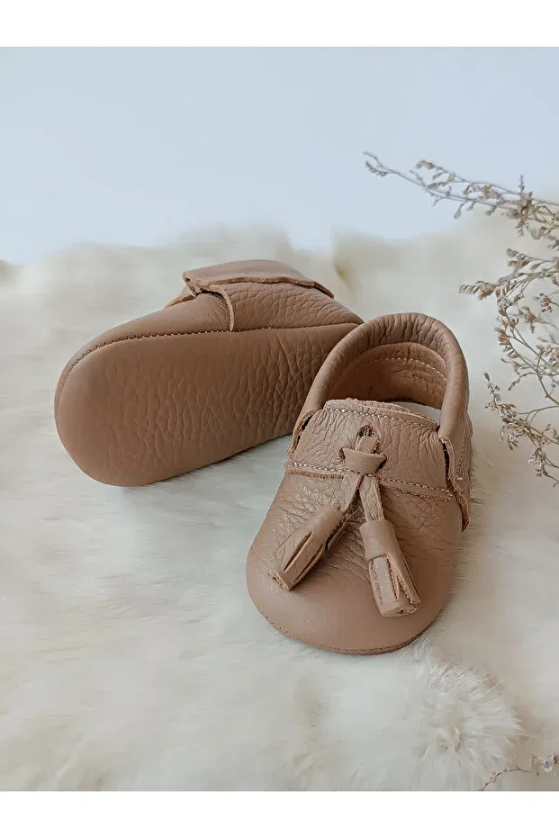 Детские туфли без каблука с принтом Axel plain mink genuine leather baby loafer Hodore, Plain Mink — фото 4