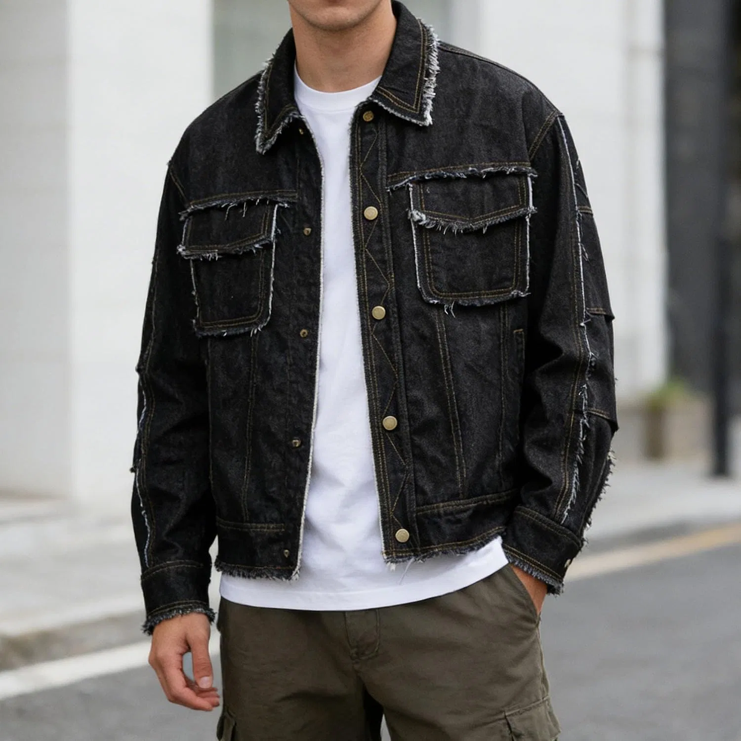 Мужская джинсовая куртка oversize, Vintage Trucker, чёрный — фото 3
