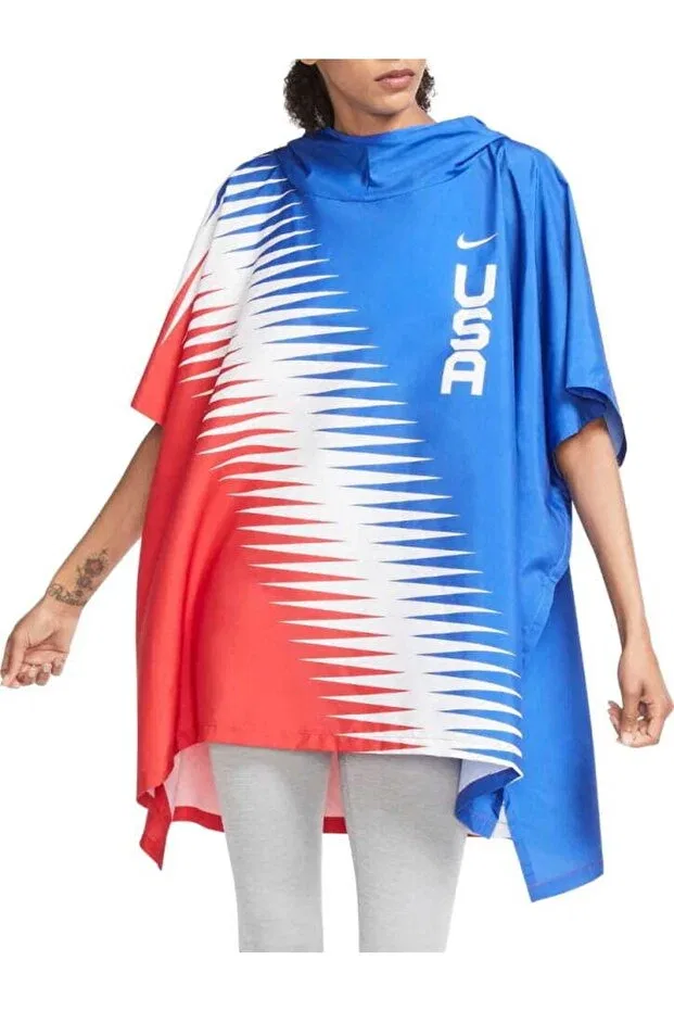 Женский дождевик с принтом Team Usa Marathoner Hooded Jacket Nike, White
