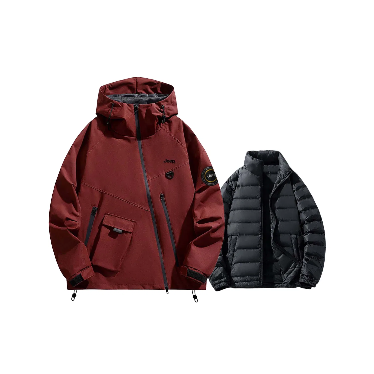 Детская куртка с капюшоном утепленная Jeep, Burgundy With Down Liners