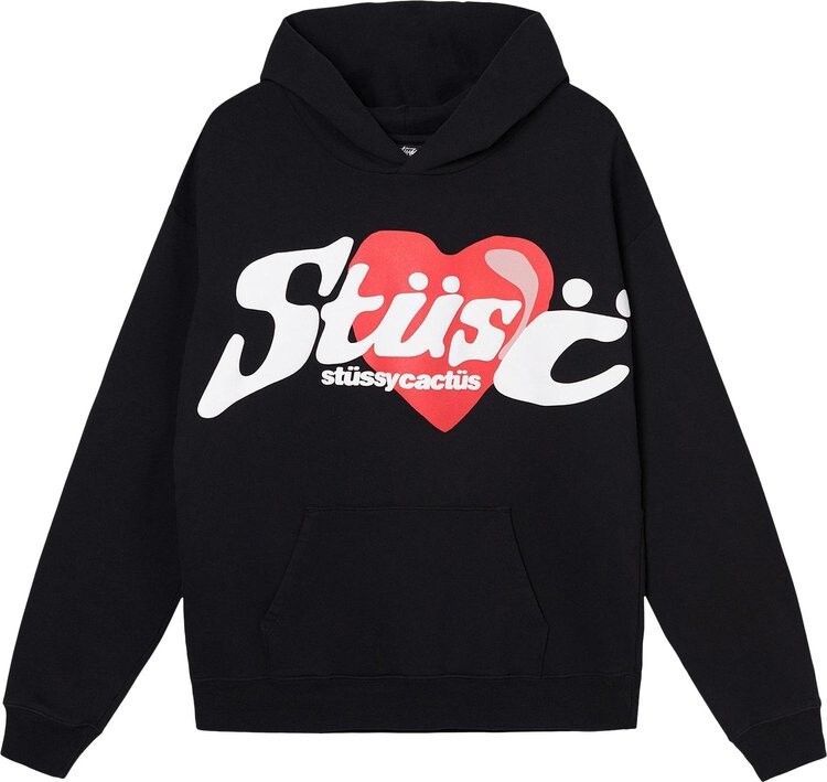 Худи Stussy x Cactus Plant Flea Market Heart Hoodie 'Black', черный — фото 2