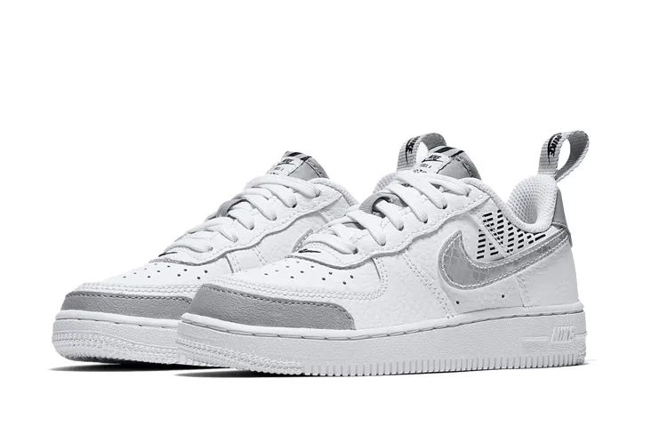 Детские кроссовки для мальчиков с принтом Air Force 1 Low 07 LV8 White Wolf Grey Black PS Nike, White Wolf Grey Black — фото 4