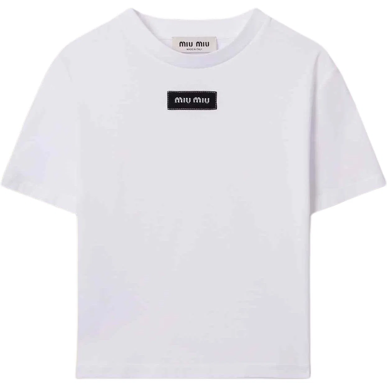 Женская футболка с круглым вырезом прямого кроя White MIU MIU, White