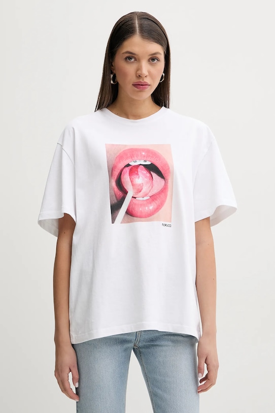 

Футболка хлопковая Lollipop Mouth Print Boxy Fiorucci, белый
