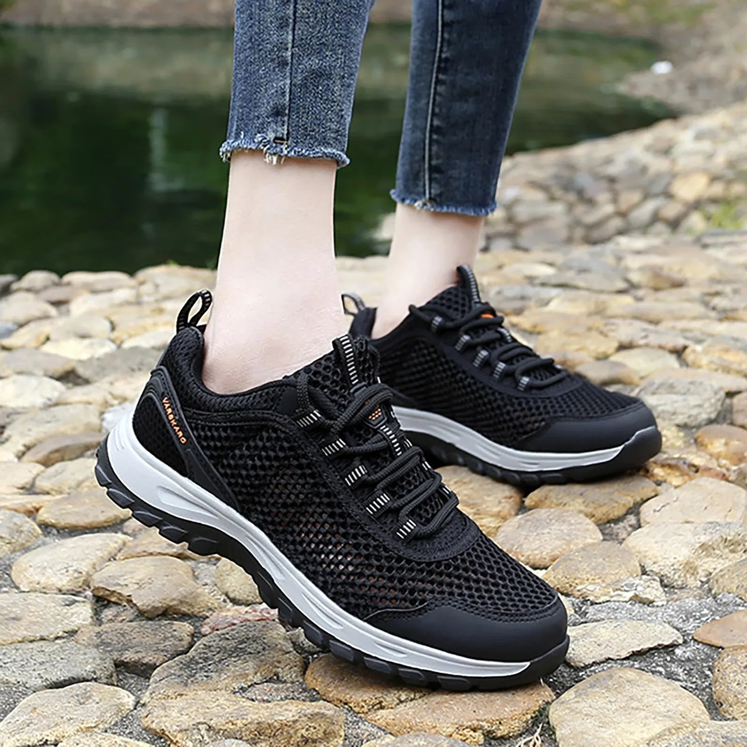 Детские беговые кроссовки с мягкой подошвой Sneaker Socken Damen 39-42 Weiß Luckywaqng, Nero — фото 2