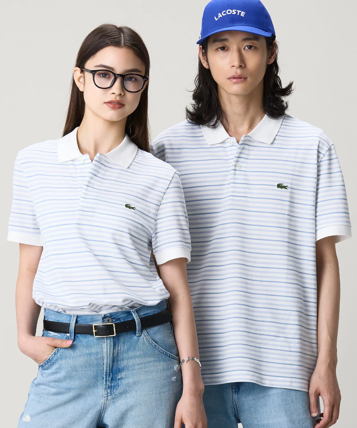 Мужская футболка-поло с многоцветным принтом LACOSTE, Light Blue