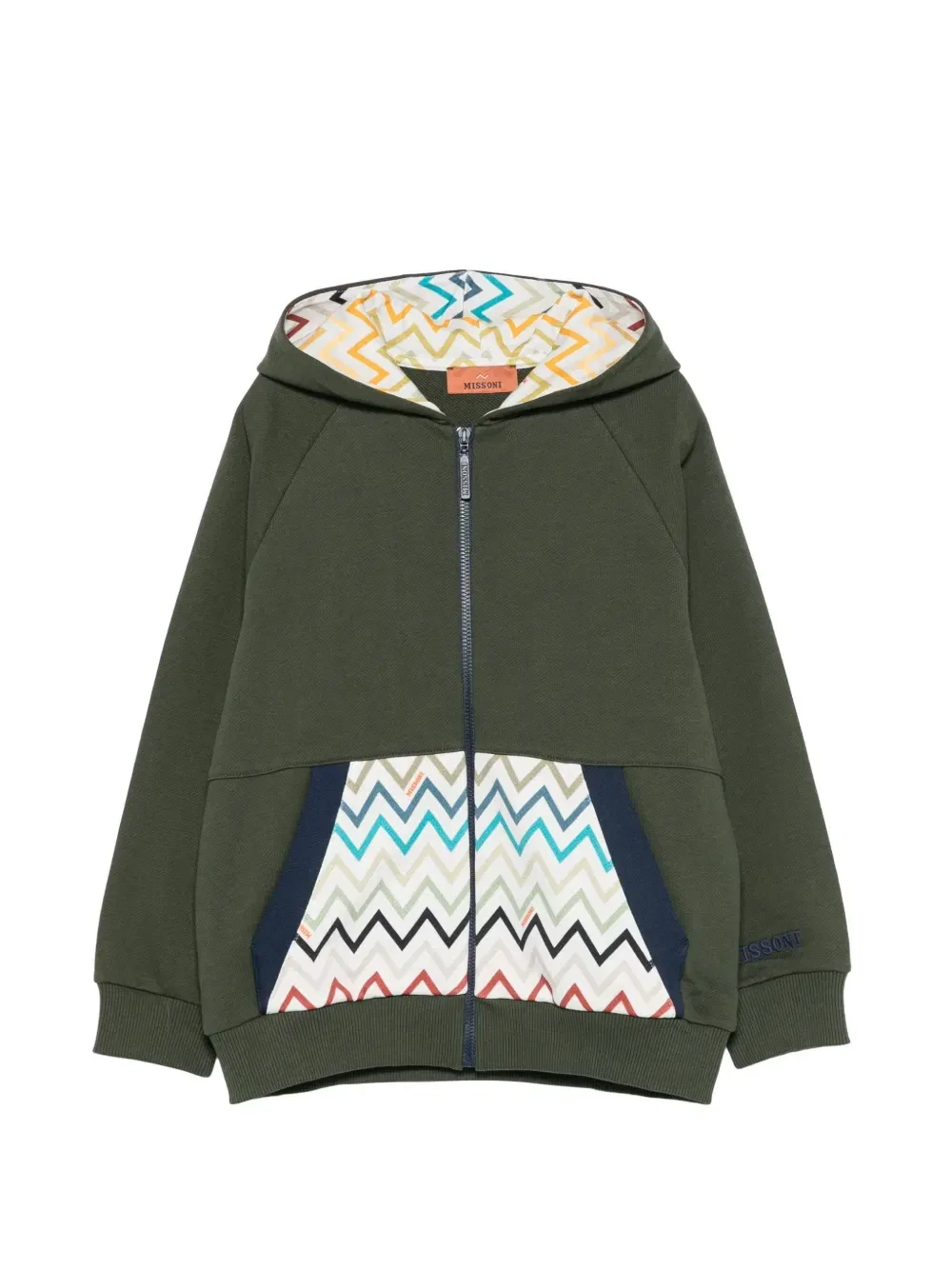 Толстовка на молнии Missoni Kids, зеленый