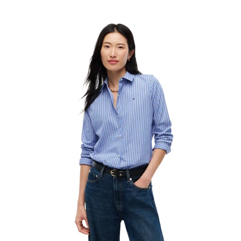 Женская рубашка с воротником Tommy Hilfiger, Navy Blue White Stripes — фото 3
