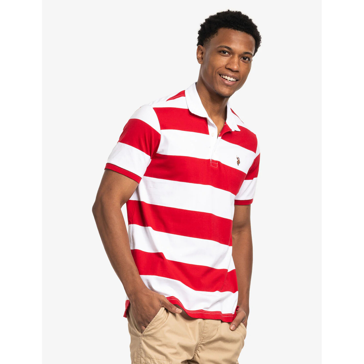 

Футболка-поло U.S. Polo Assn Twill Collar Rugby Stripe Jersey, красный