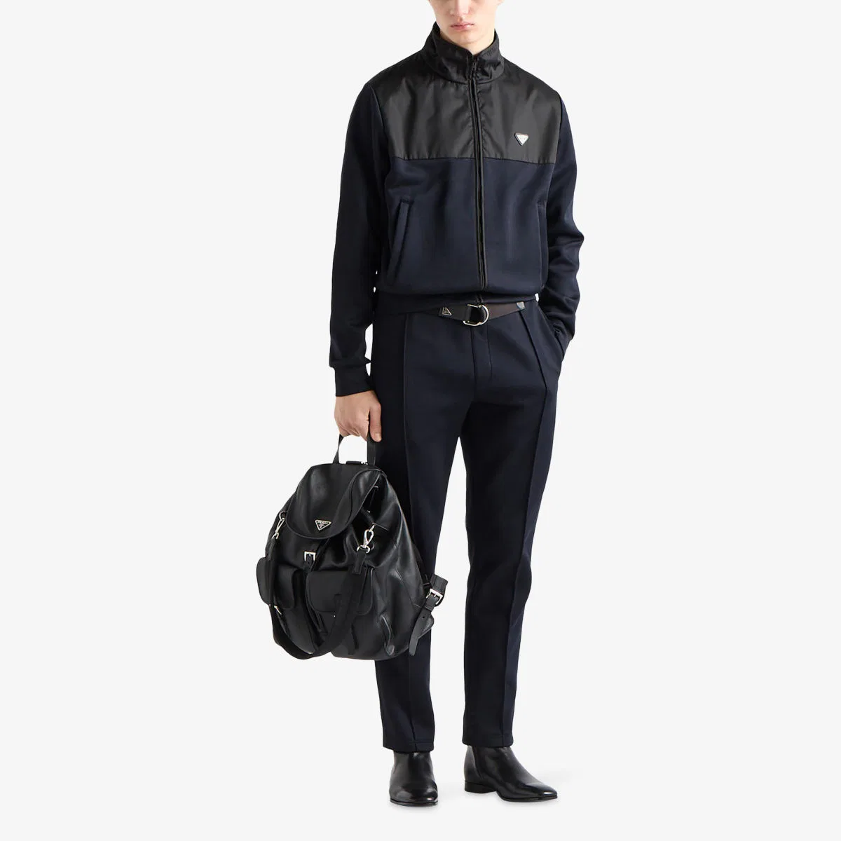 Куртка из хлопкового флиса Re-nylon на молнии Prada, синий — фото 2