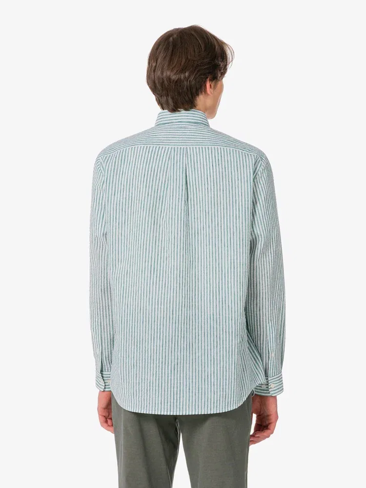Рубашка с длинным рукавом, льняная смесовая LACOSTE, Green — фото 3