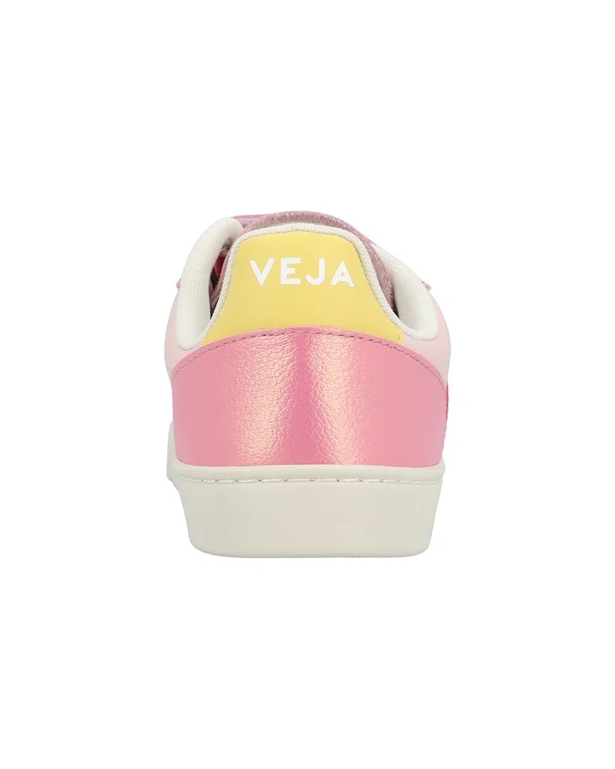 Детские кроссовки на липучках кожаные VEJA Leather Sneaker, розовый — фото 3