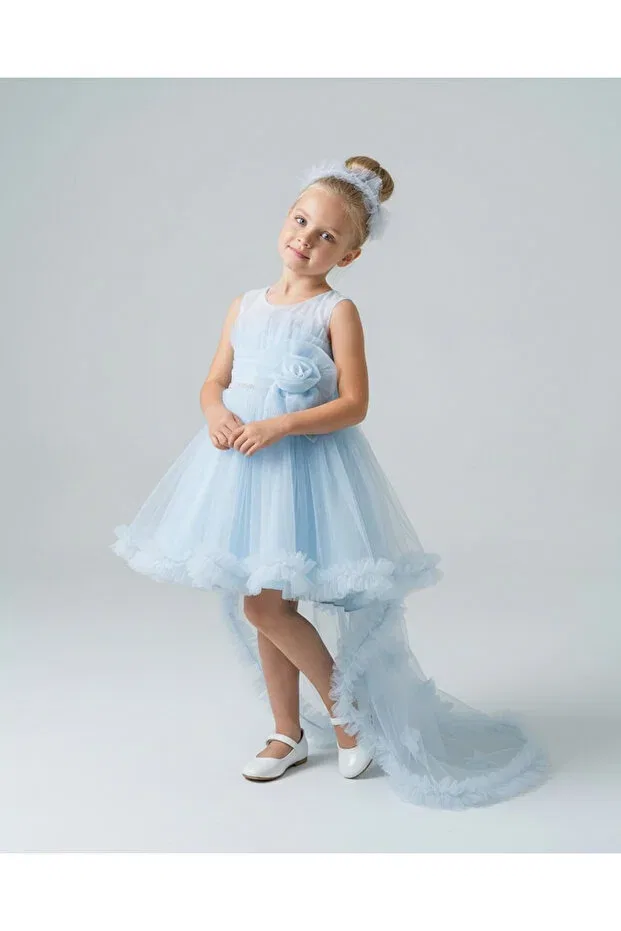 Детское платье для девочек на бретельках с принтом Monita Girl's Evening Dress 3 Butikhappykids, Babyblue