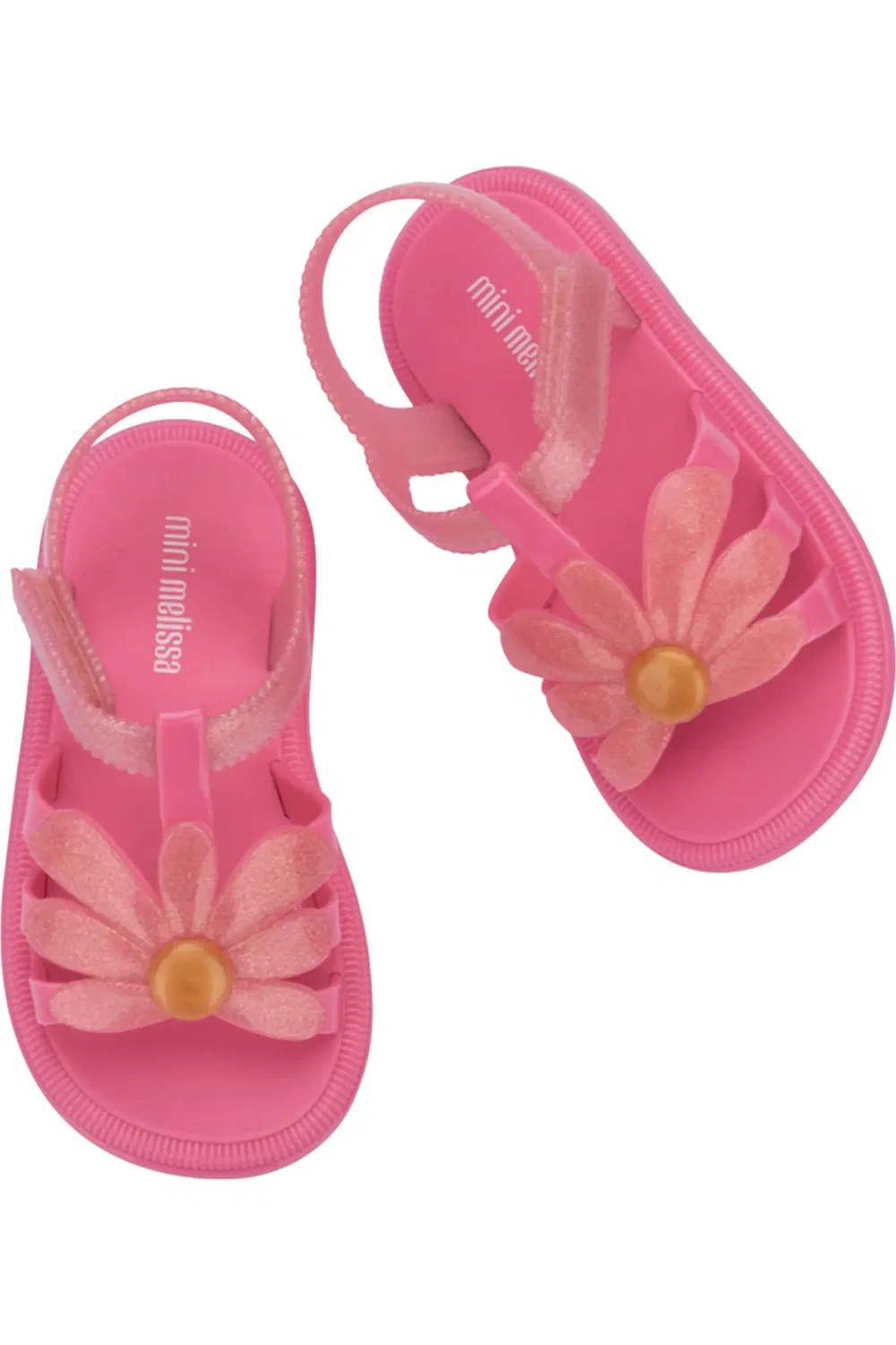 Сандалии детские с цветочными аппликациями Hip Bloomy Jelly Mini Melissa, Pink/Glitter Pink — фото 3