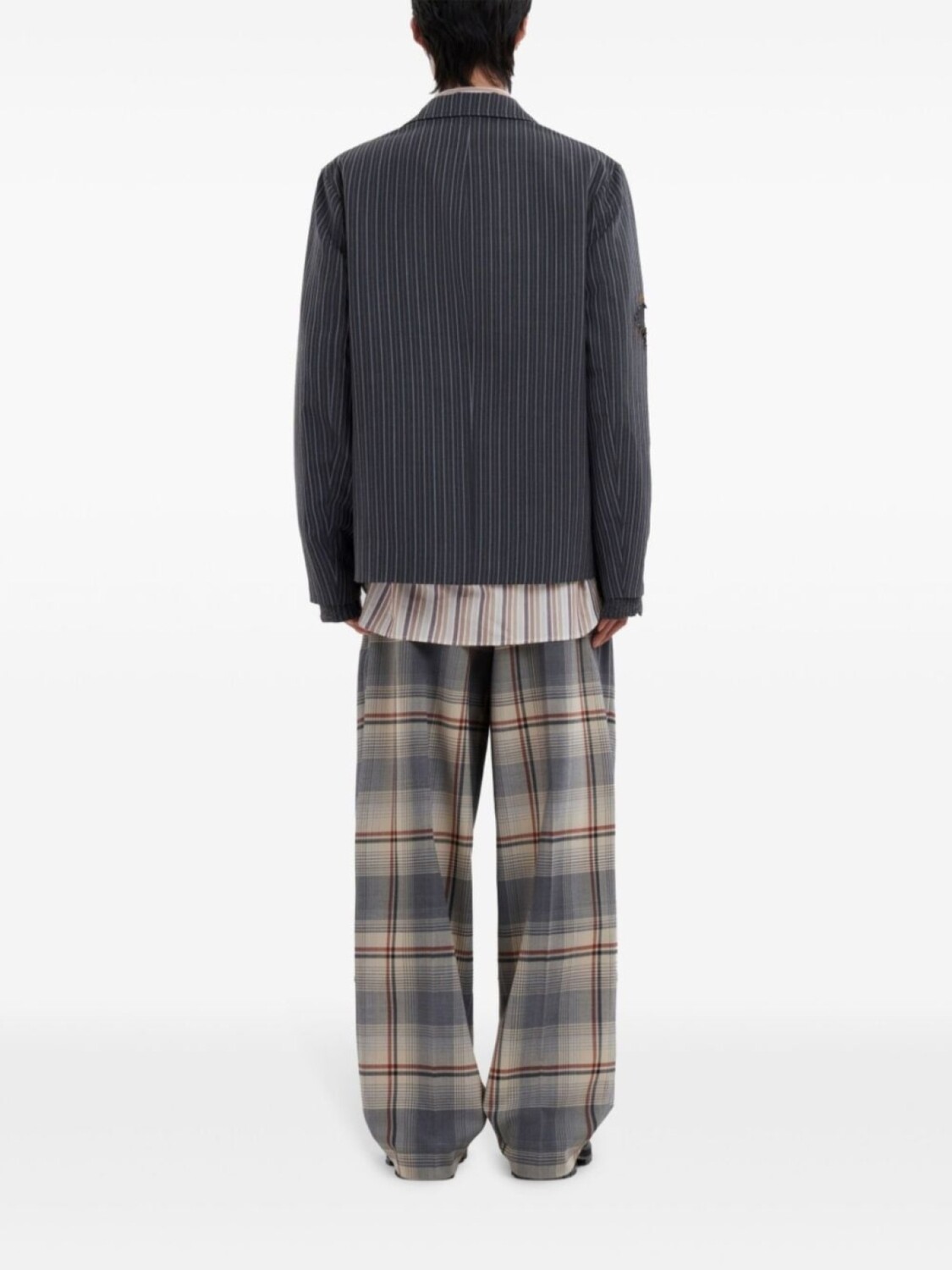 Marni полосатый пиджак с эффектом потертости, черный — фото 4