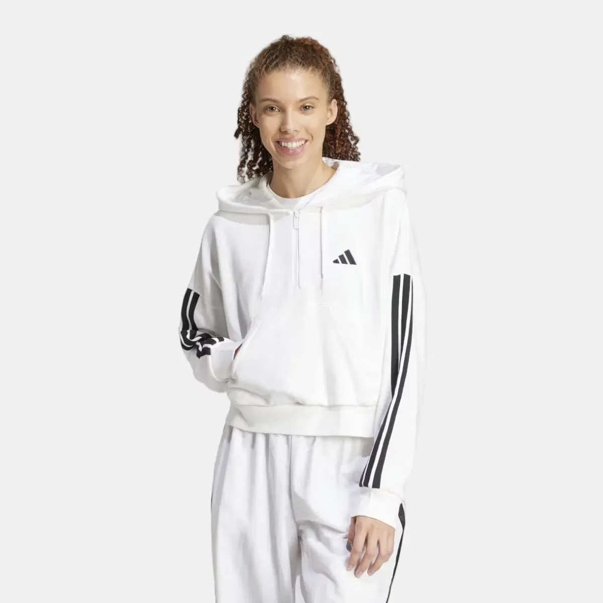 Женская толстовка с четверть-застежкой из футера Essentials French Terry adidas, Blanco