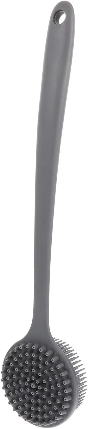 Щетка для тела с длинной ручкой, POPETPOP, силиконовая, 37x8x3.5 см